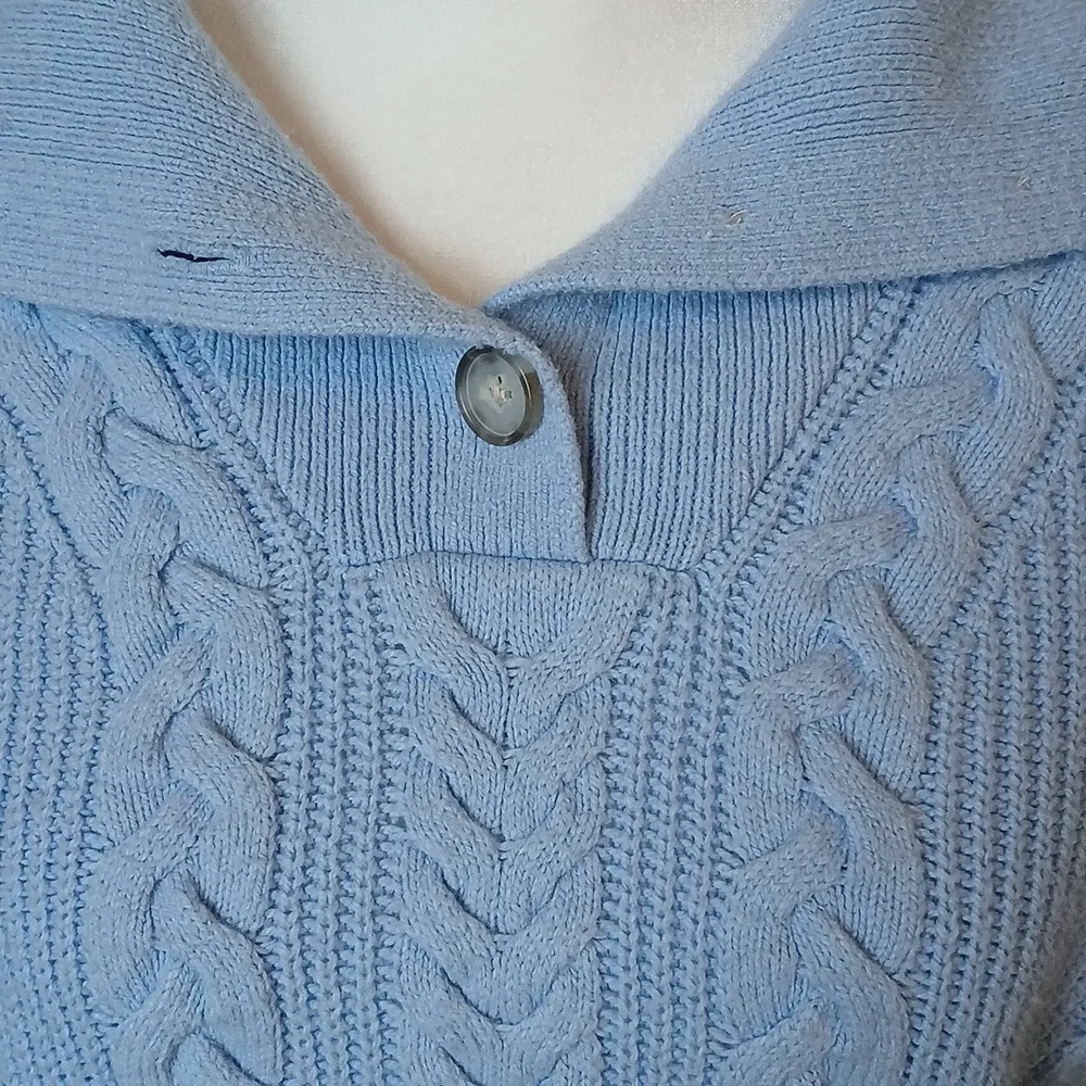 Talbots Blue Cable Knit Sweater Sleeveless Size M - Picture 3 of 8